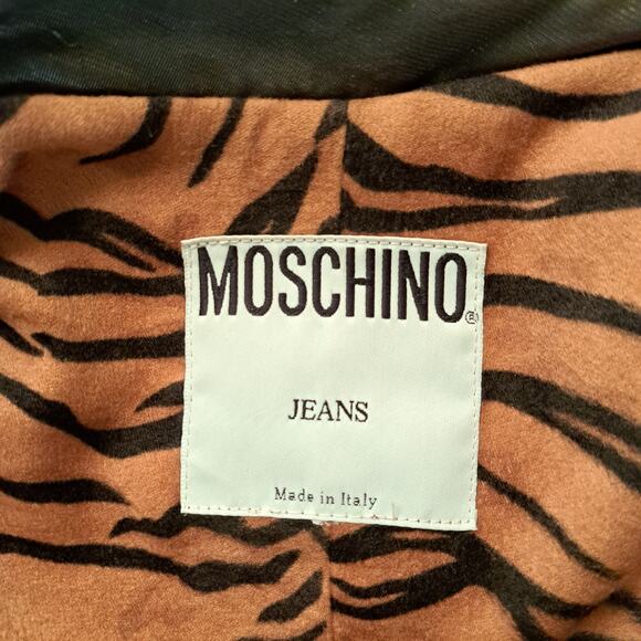 MOSCHINO Jeans Metallic Trench Coat Tiger Lining - Picture 6 of 14